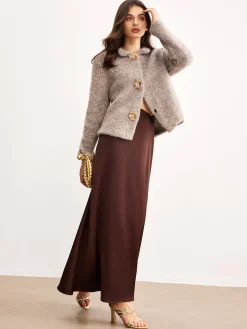 COMMENSE Metal Flower Button Cardigan* Cardigans|Sweaters & Cardigans