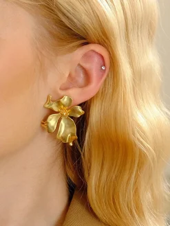 COMMENSE Metal Flower Earrings* Earrings|Accessories