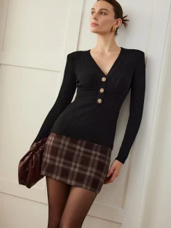 COMMENSE Metal Snowflake V-Neck Slim Sweater* Sweater Tops|Sweaters & Cardigans