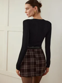 COMMENSE Metal Snowflake V-Neck Slim Sweater* Sweater Tops|Sweaters & Cardigans