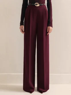 COMMENSE Metal-Belt Pleated High-Waist Pants* Pants|Matching Sets