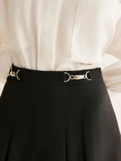 COMMENSE Metal-Belt Pleated Mini Skirt* Skirts|Bottoms