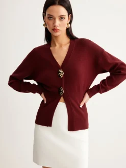 COMMENSE Metal-Button Split Petite Sweater* Sweater Tops|Sweaters & Cardigans