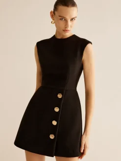 COMMENSE Metal-Decor Zipper Tank Dress* Black Dresses|Casual Dresses