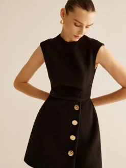 COMMENSE Metal-Decor Zipper Tank Dress* Black Dresses|Casual Dresses