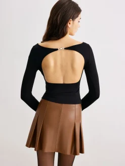 COMMENSE Metal-Detail Backless Jersey Top* T-shirts