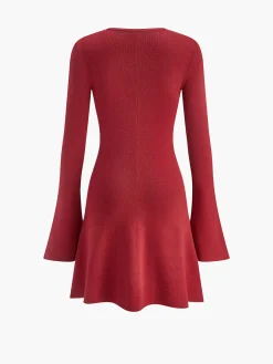 COMMENSE Metal-Detail Bell Sleeve Sweater Short Dress* Knitwear|Dresses