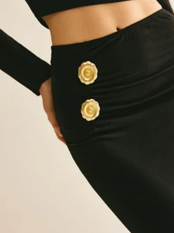 COMMENSE Metal-Detail Cutout Slim Skirt Set* Skirt Sets|Long Sleeve Sets