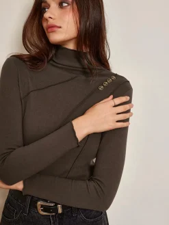 COMMENSE Metal-Detail Piping Jersey Top* T-shirts|Tops