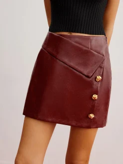 COMMENSE Metal-Detail PU Leather Zipper Skirt* Skirts|Bottoms