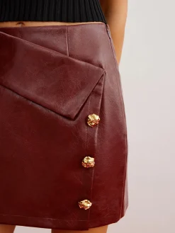COMMENSE Metal-Detail PU Leather Zipper Skirt* Skirts|Bottoms