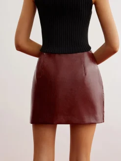 COMMENSE Metal-Detail PU Leather Zipper Skirt* Skirts|Bottoms