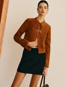COMMENSE Metal-Detail Suede Jacket* Outerwear|Jackets