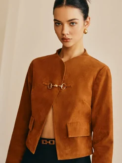COMMENSE Metal-Detail Suede Jacket* Outerwear|Jackets