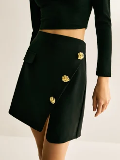 COMMENSE Metal-Detail Zipper Mini Skirt* Bottoms