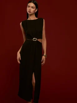 COMMENSE Metal-Ring Cutout Pleated Dress* Casual Dresses|Cocktail & Party Dresses
