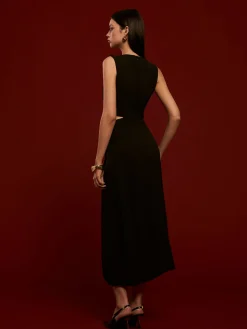 COMMENSE Metal-Ring Cutout Pleated Dress* Casual Dresses|Cocktail & Party Dresses