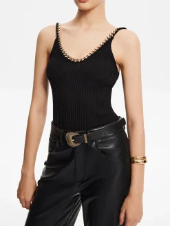COMMENSE Metal-Trim Spaghetti Strap Sweater Vest* Sweater Vests|Sweaters & Cardigans