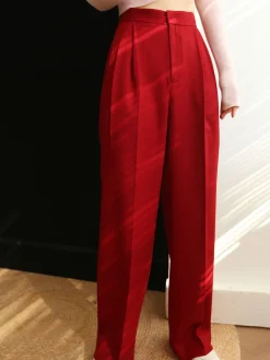 COMMENSE Middle Waist Pleated Tape Pants* Long Sleeve Sets|Pants