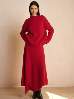 COMMENSE Mid-Waist Asymmetrical Sweater Skirt* Knitwear|Matching Sets