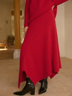 COMMENSE Mid-Waist Asymmetrical Sweater Skirt* Knitwear|Matching Sets
