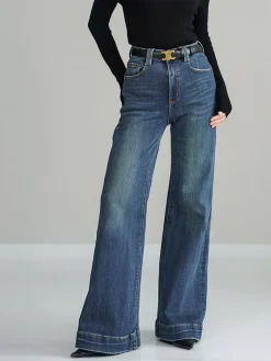 COMMENSE Mid-Waist Bootcut Denim Jeans Without Belt* Jeans|Pants