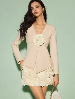 COMMENSE Mid-Waist 3D Flower Zipper Mini Skirt* Bottoms