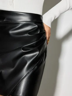 COMMENSE Mid-Waist Faux Leather Pleated Mini Skirt* Bottoms
