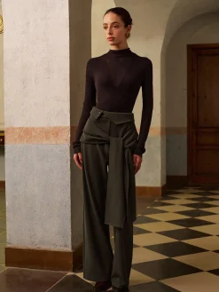 COMMENSE Mid-Waist Knotted Pants* Bottoms