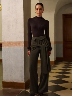 COMMENSE Mid-Waist Knotted Pants* Bottoms