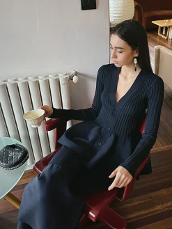 COMMENSE Mid-Waist Ruffle Sweater Pants* Knitwear|Bottoms