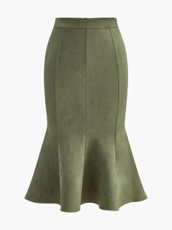 COMMENSE Mid-Waist Suede Pleated Hip-Covering Skirt* Bottoms