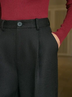 COMMENSE Mid-Waist Tweed Pants Without Belt* Bottoms