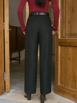 COMMENSE Mid-Waist Tweed Pants Without Belt* Bottoms