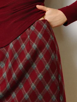 COMMENSE Mid-Waist Tweed Zipper Skirt* Bottoms