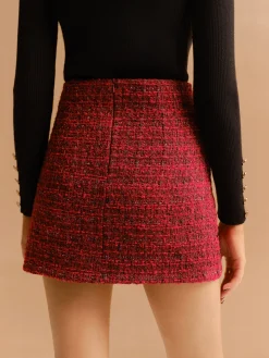 COMMENSE Mid-Waist Tweed Zipper Skirt* Skirts|Bottoms