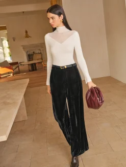 COMMENSE Mid-Waist Velvet Pants Without Belt* Bottoms