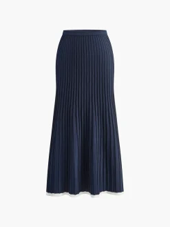 COMMENSE Minimalism Contrast Trim Sweater Skirt Set* Sweater Tops|Skirts