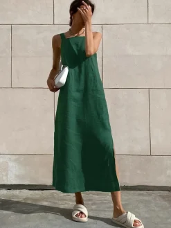 COMMENSE Minimalism Cotton Cami Long Dress* Casual Dresses|Vacation Dresses