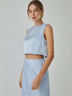 COMMENSE Minimalism Stain Split Cropped Top* Crop Tops|Tank Tops & Camis