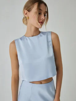 COMMENSE Minimalism Stain Split Cropped Top* Crop Tops|Tank Tops & Camis
