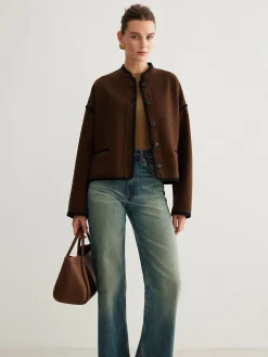 COMMENSE Minimalist Contrast Trim Tweed Jacket* Outerwear|Jackets