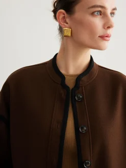 COMMENSE Minimalist Contrast Trim Tweed Jacket* Outerwear|Jackets