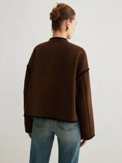 COMMENSE Minimalist Contrast Trim Tweed Jacket* Outerwear|Jackets