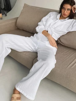 COMMENSE Minimalist Cotton Two Piece Pants Set* Pants Sets|Long Sleeve Sets