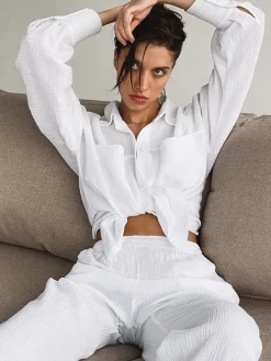 COMMENSE Minimalist Cotton Two Piece Pants Set* Pants Sets|Long Sleeve Sets