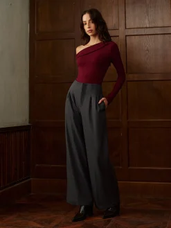 COMMENSE Minimalist High-Waist Wide-Leg Pants* Bottoms