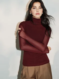 COMMENSE Minimalist Mock Neck Jersey Top* T-shirts|Tops