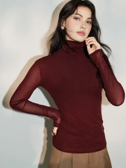 COMMENSE Minimalist Mock Neck Jersey Top* T-shirts|Tops