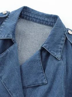 COMMENSE Minimalist Plain Belted Denim Jacket* Outerwear|Jackets